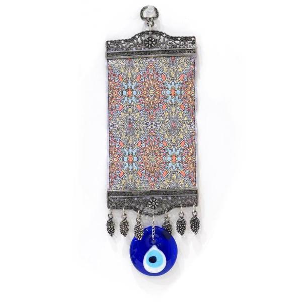【メール便ＯＫ】トルコ製 ナザールボンジュウ トルコのお守り メタルオーナメント 絨毯柄 N-O10...