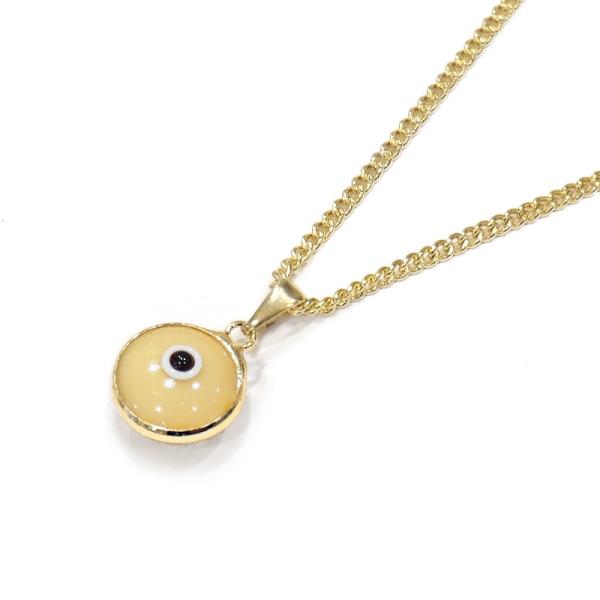 【メール便ＯＫ】トルコ製 ナザールボンジュウ ペンダント/クリーム N-P002-CR