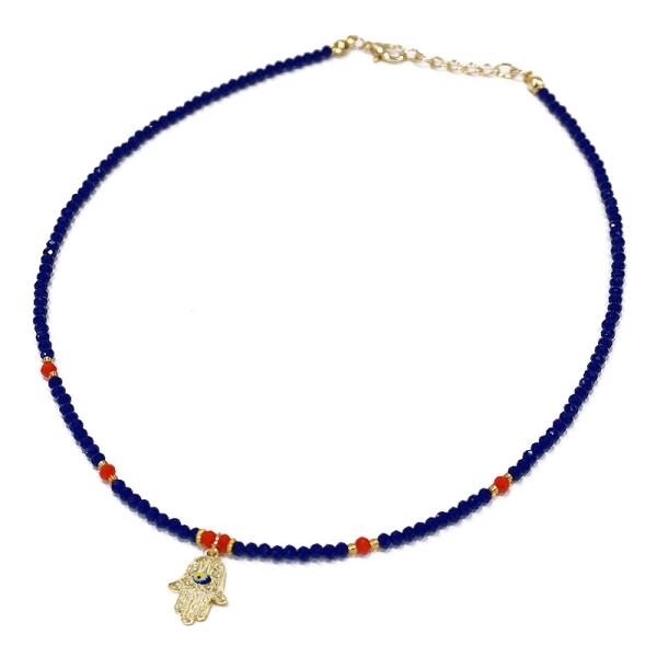 【メール便ＯＫ】トルコ製 ナザールボンジュウ トルコのお守り ビーズネックレス　N-P14483NV...