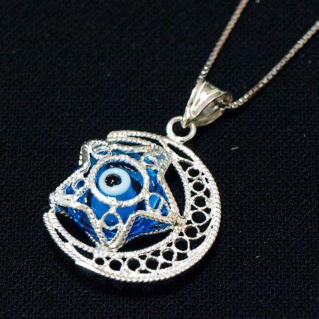 【メール便ＯＫ】ナザールボンジュウ トルコのお守り ペンダントトップ N-PS3907B シルバー9...