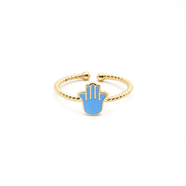【メール便ＯＫ】トルコ　ファティマの手のリング/ブルー（フリーサイズ）　N-R3003-BL