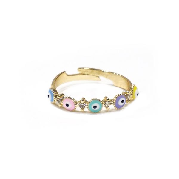 【メール便ＯＫ】ナザールボンジュウリング　一列/ミックス（フリーサイズ）　N-R3009-MX