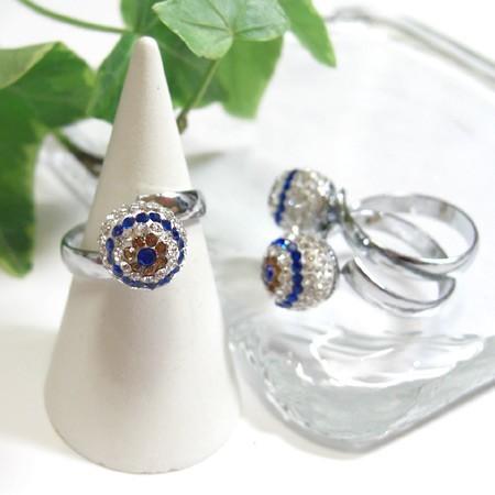 【メール便ＯＫ】トルコ製 ナザールボンジュウ トルコのお守り きらきらリング N-R518-1（フリ...