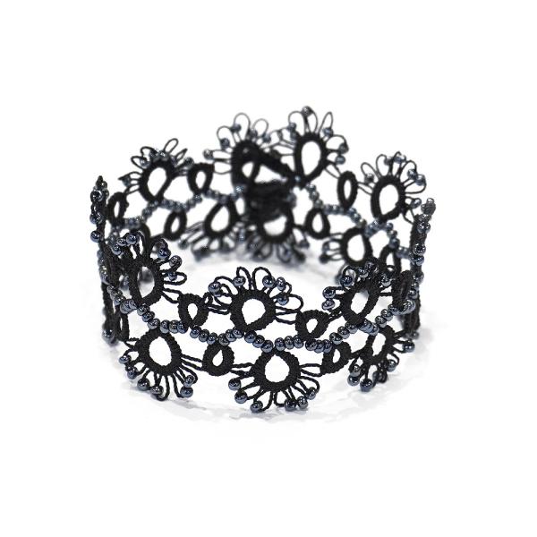 【メール便OK】トルコ製　メキッキオヤ　ブレスレット　OYA-BM-LACE-BK　レース/ブラック