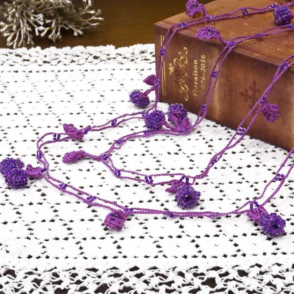 トルコ製　ボンジュックオヤ　ラリエット　OYA-LB-BERRY-PP　チェリー/パープル