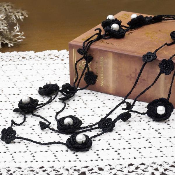 トルコ製　トゥーオヤ　ラリエット　OYA-LT-ROSE-BK　ローズ/ブラック