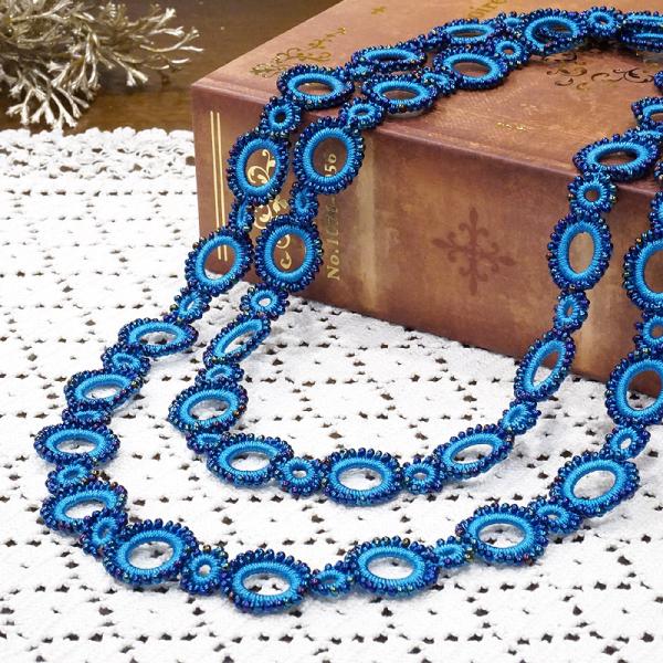 トルコ製　ボンジュックオヤ　ロングネックレス　OYA-NB-CRCL-BL　サークル/ブルー