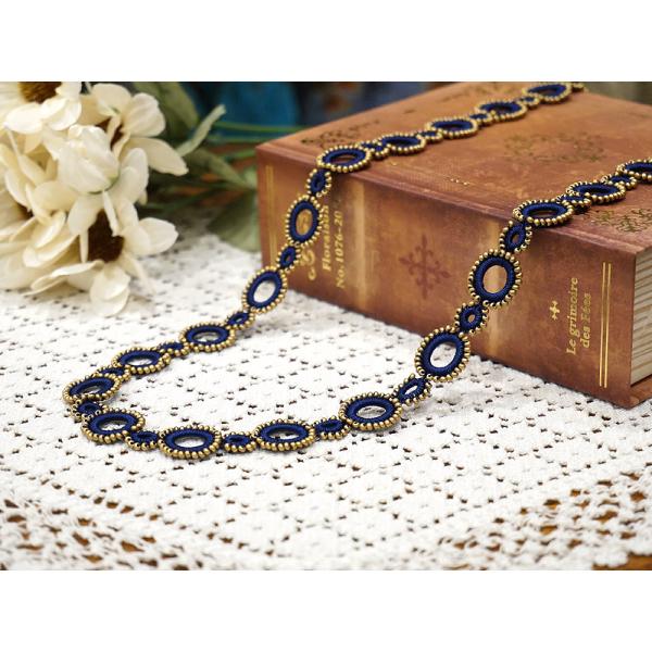 トルコ製　ボンジュックオヤ　ロングネックレス　OYA-NB-CRCL-NV　サークル/ネイビー