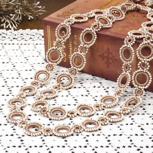 トルコ製　ボンジュックオヤ　ロングネックレス　OYA-NB-CRCL-PK　サークル/ピンクベージュ