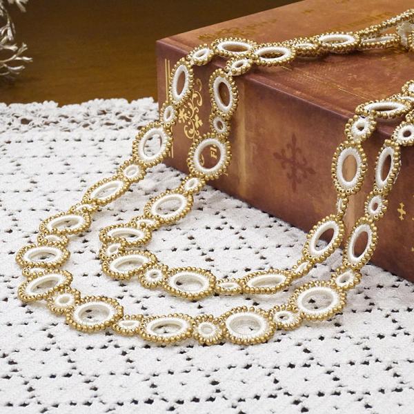 トルコ製　ボンジュックオヤ　ロングネックレス　OYA-NB-CRCL-WT　サークル/ホワイト