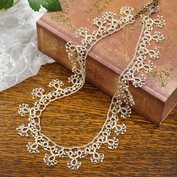 【メール便OK】トルコ製　メキッキオヤ　ネックレス　OYA-NM-LACE-BG　レース/ベージュ