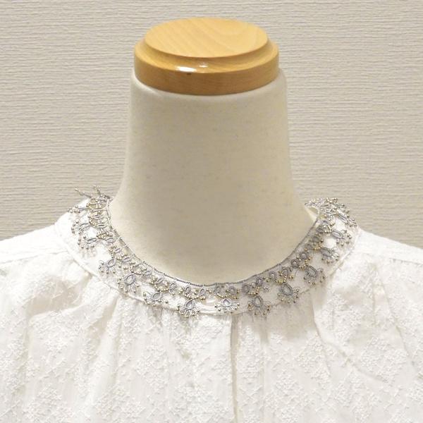 トルコ製　メキッキオヤ　ネックレス　OYA-NM-LACE-SV　レース/シルバーグレー