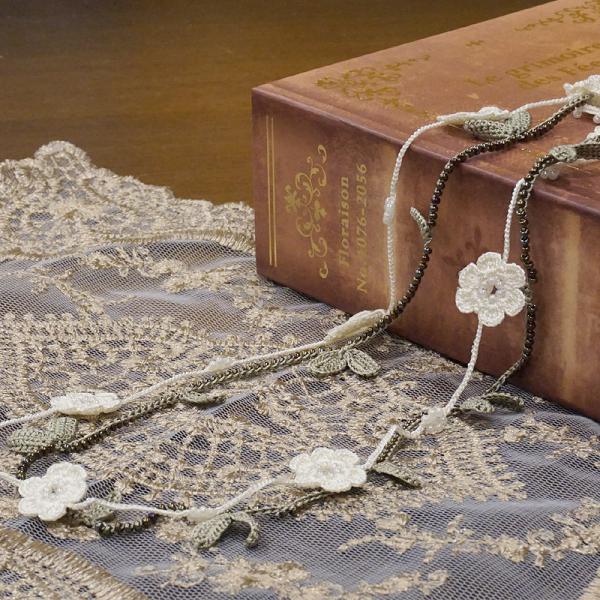 トルコ製　トゥーオヤ　ネックレス　OYA-NT-FWLF-GR　小花＆リーフ/グリーン