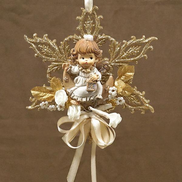 ザルツブルグのクリスマス飾り　天使のオーナメント 雪の結晶/ランタン　RSP-AGL-SNOW2