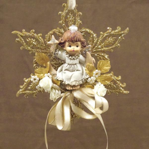 ザルツブルグのクリスマス飾り　天使のオーナメント 雪の結晶/十字架　RSP-AGL-SNOW4