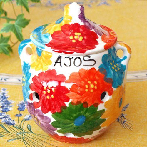 スペイン陶器 SP-102MCF ガーリックポット にんにく入れ にんにく壷