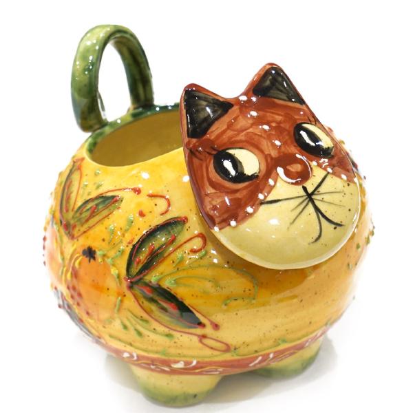 スペイン陶器　ネコ型ポット　SP-P1