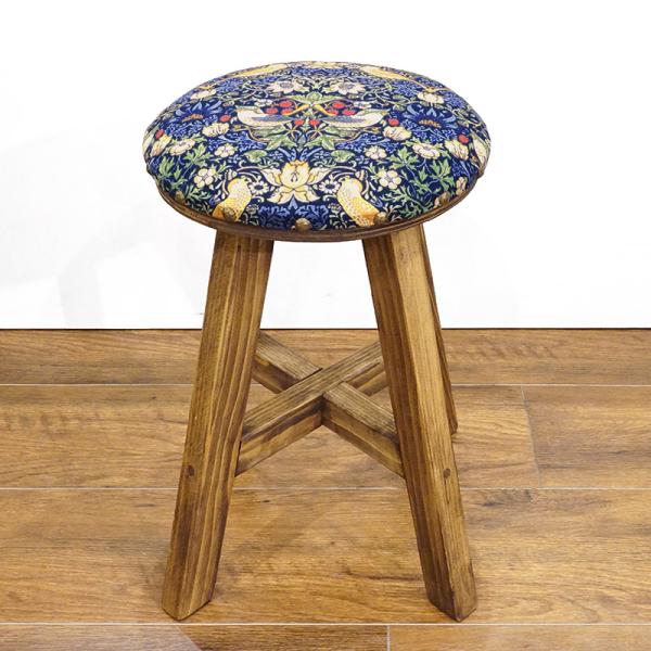 Morris Collection まんまるスツール(H45cm)　いちご泥棒/ネイビー　ST45-...