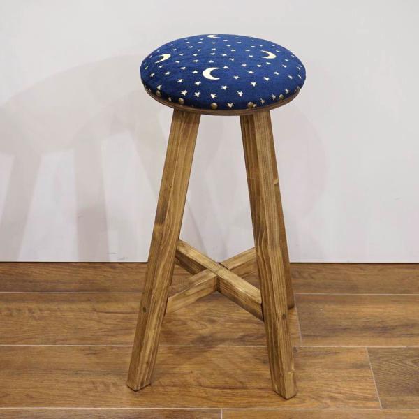 まんまるスツール(H60cm)　月と星/ネイビー ST60-AY3NV