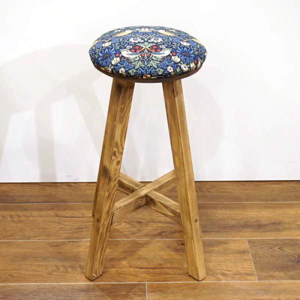Morris Collection まんまるスツール(H60cm)　いちご泥棒/ネイビー　ST60-...