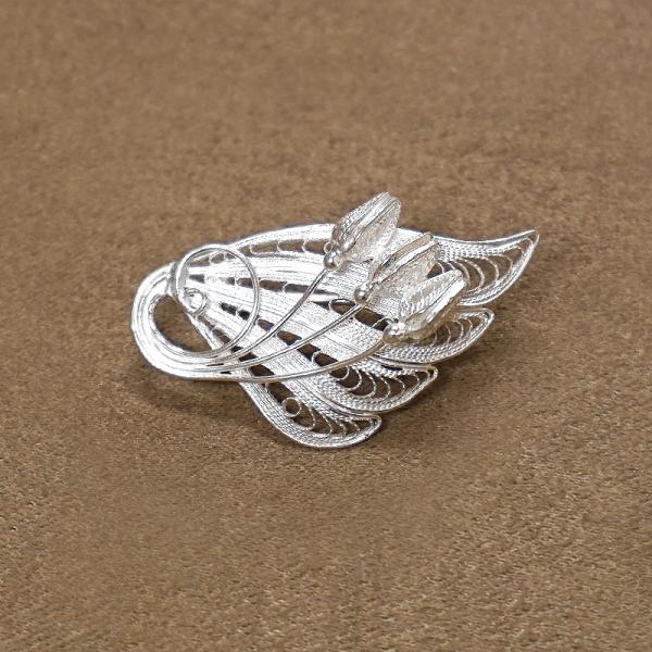トルコ伝統の銀線細工 テルキャーリ ブローチ　SV-BR-TK005
