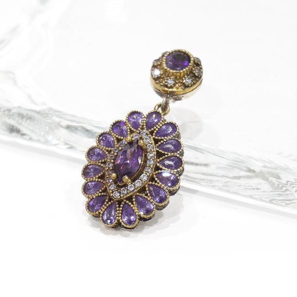 トルコ　アンティーク調　ペンダントトップ　SV-N-OT-AM　アメジストパープル