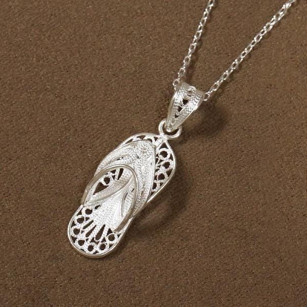 トルコ伝統の銀線細工 テルキャーリ ペンダント（チェーン付）　SV-N-TK008　サンダル