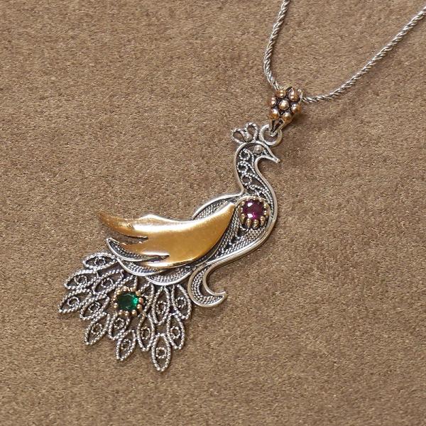 トルコ伝統の銀線細工 テルキャーリ ペンダント（チェーン付）　SV-N-TK010