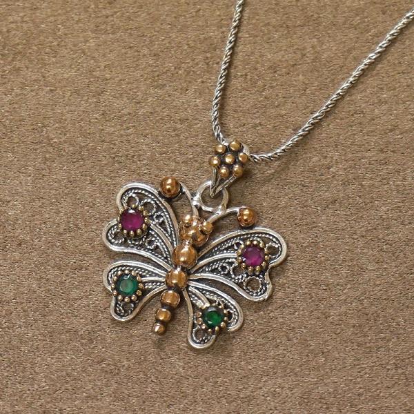 トルコ伝統の銀線細工 テルキャーリ ペンダント（チェーン付）　SV-N-TK013