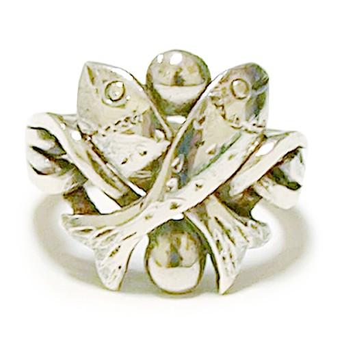 パズルリング・シルバー 4連・お魚  T-132