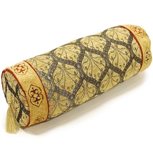 筒型クッション シェニール トルコ製 中綿付き TC-PKYL ピーコック柄/イエロー