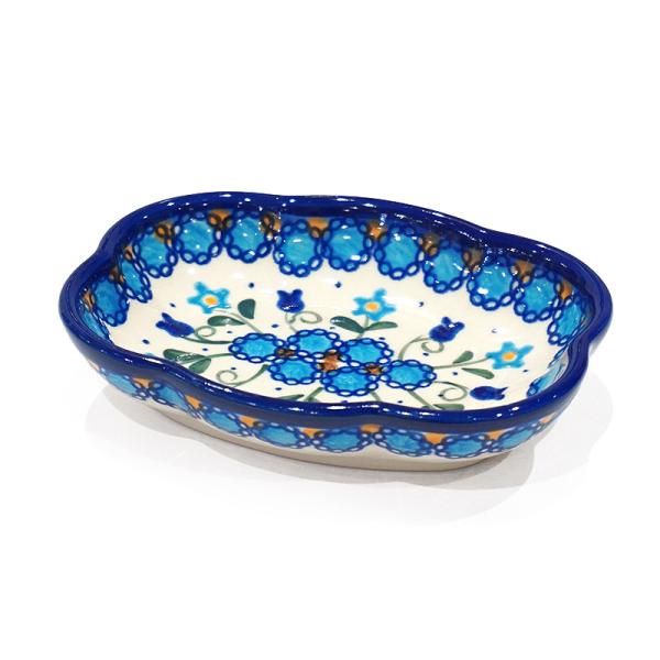 ポーランド陶器　ポーリッシュポタリー 「VENA」 クラウド深皿　V085-U006　ブルーフラワー...