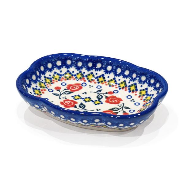 ポーランド陶器　ポーリッシュポタリー 「VENA」 クラウド深皿　V085-U504　ローズ柄