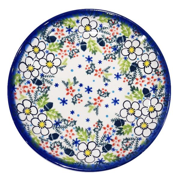 ポーランド陶器　ポーリッシュポタリー 「VENA」 プレート19cm　V132-U613　白い花