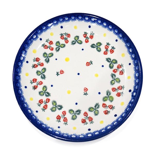 ポーランド陶器　ポーリッシュポタリー 「VENA」 プレート17cm　V195-B264　ストロベリ...