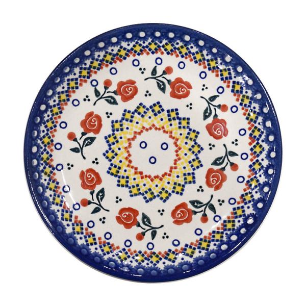 ポーランド陶器　ポーリッシュポタリー 「VENA」 プレート17cm　V195-U504　ローズ柄