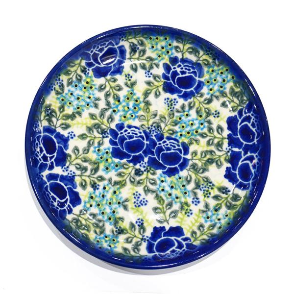 ポーランド陶器　ポーリッシュポタリー 「VENA」 プレート17cm　V195-U624　青い薔薇