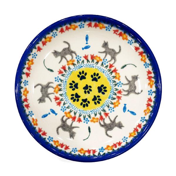 ポーランド陶器　ポーリッシュポタリー 「VENA」 プレート17cm　V195-U731　子猫柄