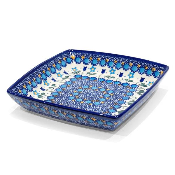 ポーランド陶器　ポーリッシュポタリー 「VENA」 タフィープレート　V210-U006　ブルーフラ...