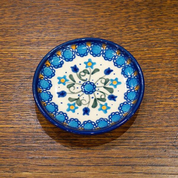 ポーランド陶器　ポーリッシュポタリー 「VENA」 プレート10cm　V372-U006　ブルーフラ...