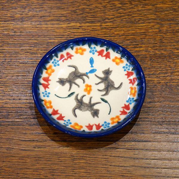 ポーランド陶器　ポーリッシュポタリー 「VENA」 プレート10cm　V372-U731　子猫柄