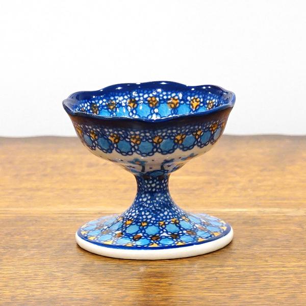 ポーランド陶器　ポーリッシュポタリー 「VENA」 デザートボウル　V528-U006　ブルーフラワ...