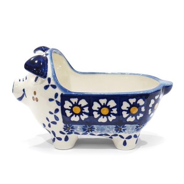 ポーランド陶器 ポーリッシュポタリー 「WIZA」 こぶたのボウル ピギー W965-25D カモミ...