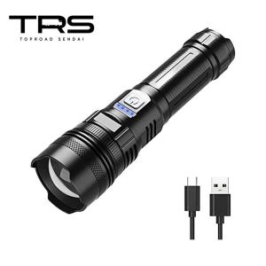 TRS 高輝度懐中電灯 LED フラッシュライト USB充電式 6100lm 5モード調光 アルミ合金 380340｜toproad
