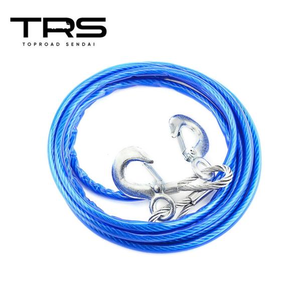 TRS 高強度ワイヤー牽引ロープ 5t 長さ4m ロープ部約10mmφ 緊急脱出対策 G字フック け...