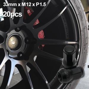 ホイールナット ブラック 錆・塩害防止 盗難防止7角形状 M12ｘP1.5 33mm 19HEX 21HEX ホイール ナット 4穴 5穴 対応 スタンス USDM JDM