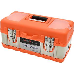 ツールボックス ステンレス プラスチック ハイブリッド 工具箱 パーツケース 収納ボックス オレンジ シルバー 道具箱 インナートレー 付