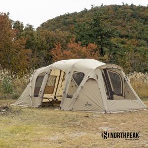 ノースピーク Northpeak ACADIA - OLIVE SAND 韓国ブランド 2ルームテント エアテント ファミリーテント 5人用 メッシュ UV加工 耐水圧4000mm インナーテント