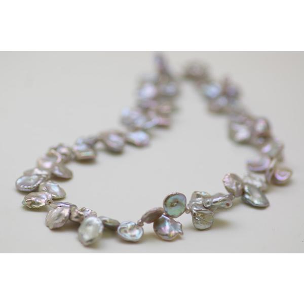 真珠 パールネックレス ケシ真珠 グレーカラー 真珠ネックレス 淡水パール