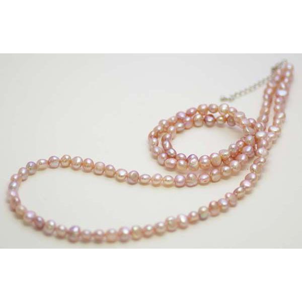 真珠 パール ロングネックレス 80cm ナチュラルピンク 淡水パール 真珠ネックレス